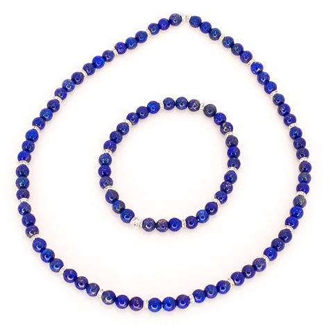 Lapis with Rhinestones necklace bracelet set