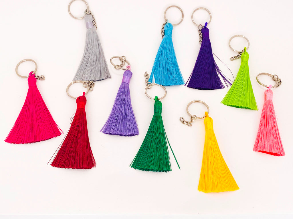 Lganze Keychain Tassels Jewelry Key charms - 300pcs Keychain Tassels Bulk  Including 100pcs Key chain Tassles, 100pcs Jump Rings, 100pcs